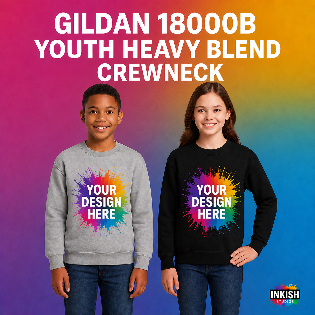 Gildan 18000B Youth Heavy Blend Crewneck